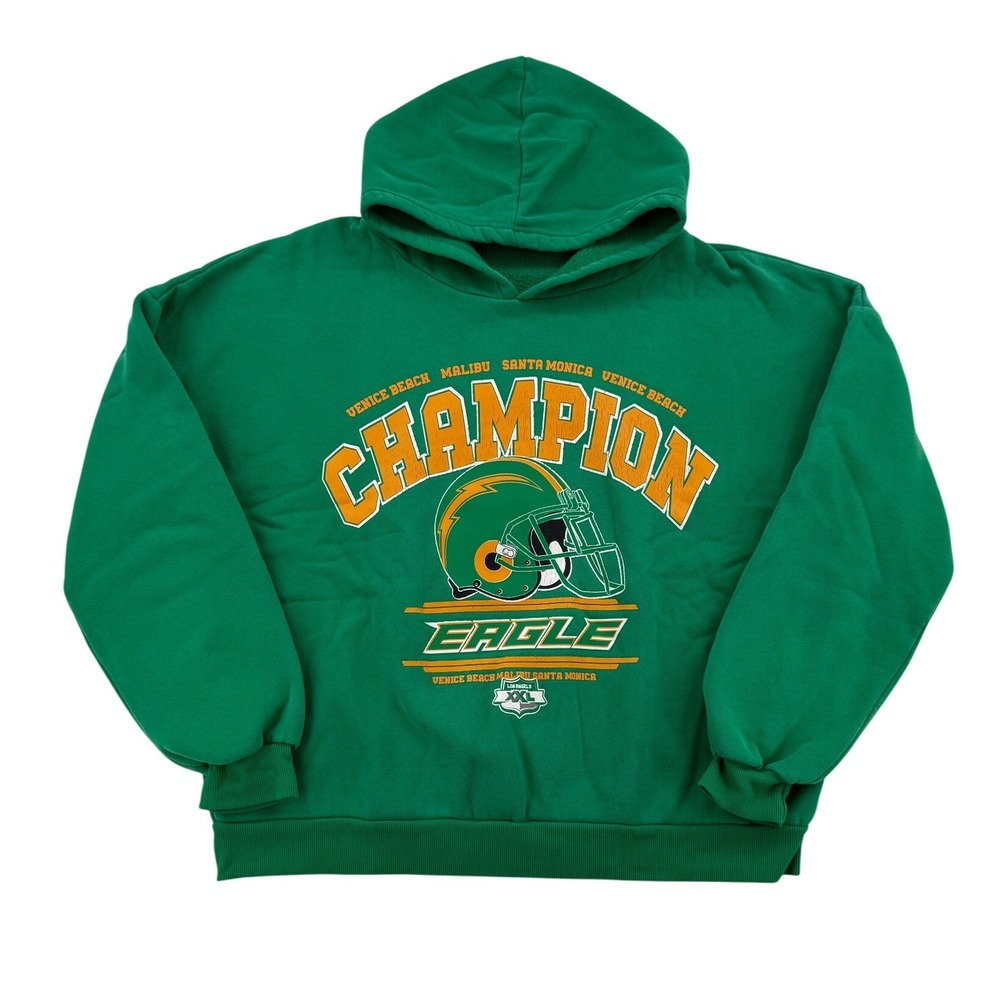 Edikted Hoodie Women XS/S Green Oversized Champion Eagle Graphic Hooded